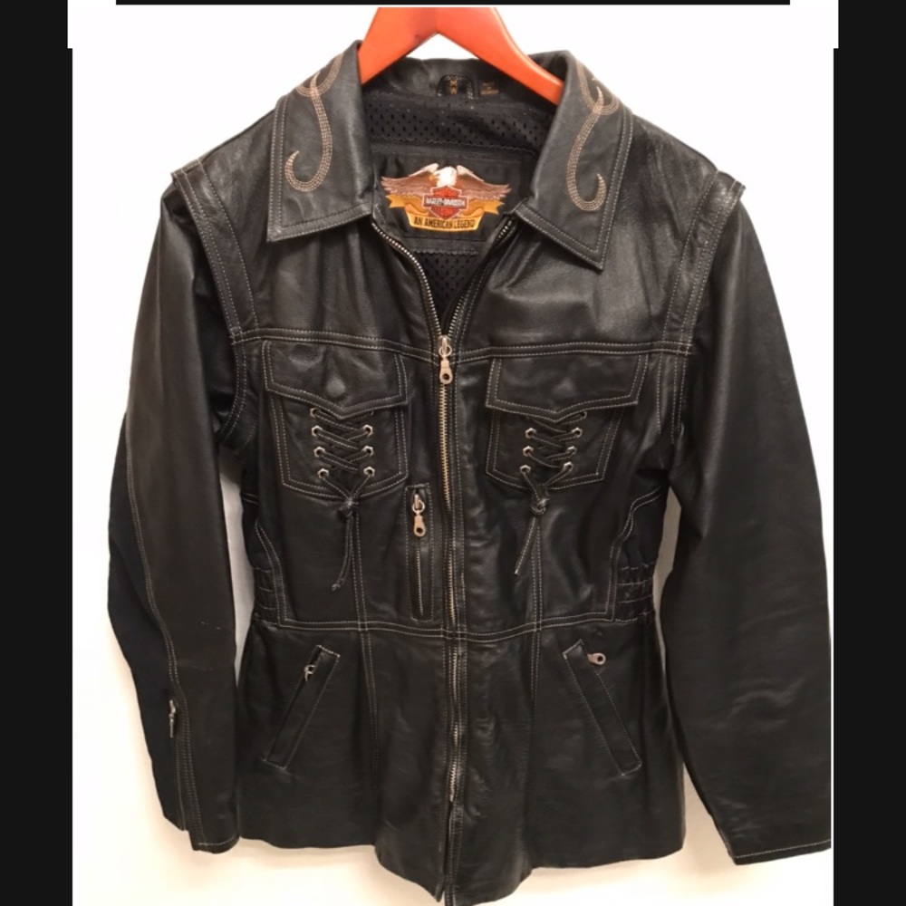 Harley-Davidson Leather Jacket w/zip off sleeves M